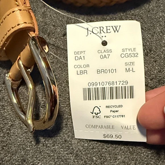 J.Crew woven belt, NWT, M/L - Picture 3 of 3